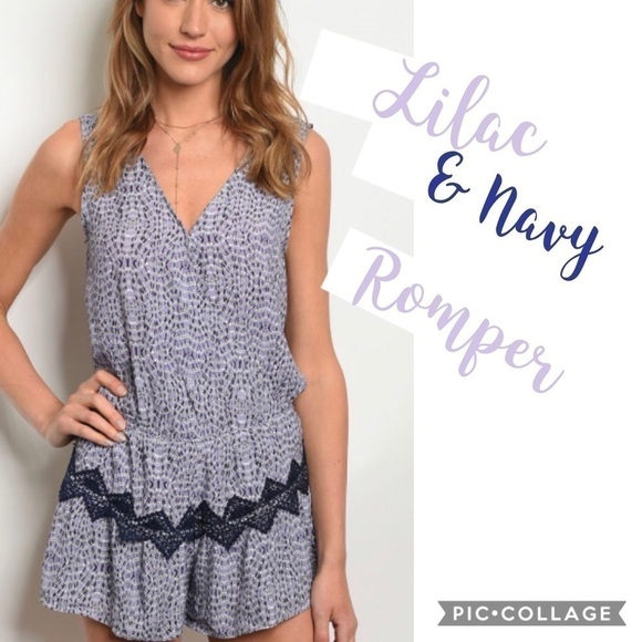 Blu Trends Pants - Lilac & Navy Blue Shorts Romper